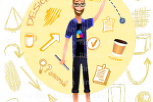 Дизайнер в стиле комикса. Векторная графика