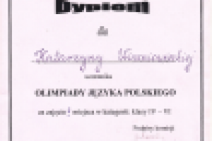 Диплом Олимпиады Польского языка за 2-е место