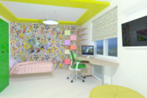 Дизайн интерьера. Детская комната для девочки 6-лет.