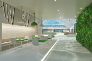 Зона кафе с фито-стеной