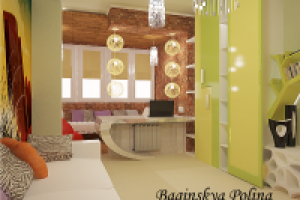 Спальня - кабинет в стиле Лофт