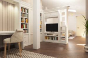 Дизайн библиотеки на мансардном этаже