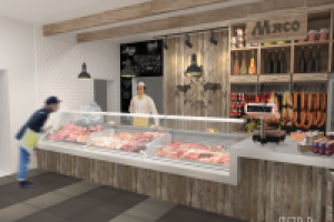 Дизайн магазина мяса и хлебобулочных изделий