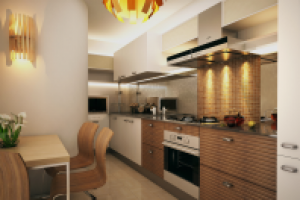 Маленькая кухня-столовая с ярким акцентом