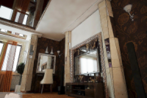 спальня контрастная ( вид на ТВ зону и туалетным столиком)