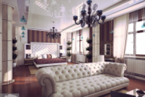 спальня с колонами ( иное цветовое решение)в холодных тонах)