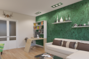 Гостиная с деревом