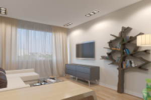 Гостиная с деревом