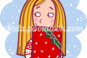 Девочка с подарком, мультяшный.