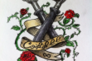 эскиз тату (розы и холдеры)