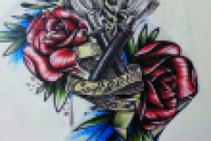 эскиз тату (розы и холдеры)