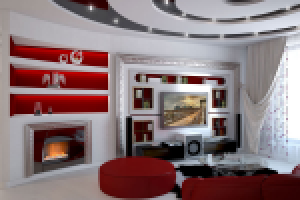 Черно-бело-красный интерьер