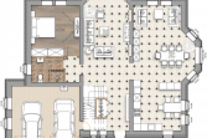 План 1-го этажа коттеджа в КП "Спасское-Семеновское"