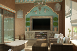 Визуализация зоны спа в загородном коттедже