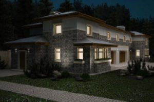 Визуализация коттеджа. Ночное освещение