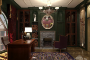 Дизайн и визуализация интерьера загородного дома. Кабинет