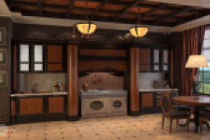 Дизайн и визуализация интерьера загородного дома. Кухня