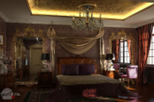 Дизайн и визуализация интерьера загородного дома. Спальная