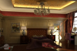 Дизайн и визуализация интерьера загородного дома. Спальная