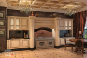 Дизайн и визуализация интерьера загородного дома. Кухня