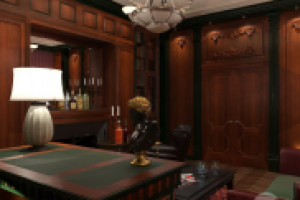 Дизайн и визуализация интерьера загородного дома. Кабинет