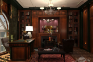 Дизайн и визуализация интерьера загородного дома. Кабинет