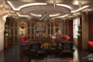 Дизайн и визуализация интерьера таунхауса. Гостиная комната