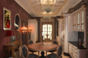 Дизайн и визуализация интерьера загородного дома. Кухня