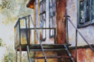 Дворик. Акварель, тушь