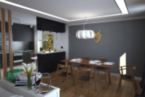 Кухня, столовая и гостинная