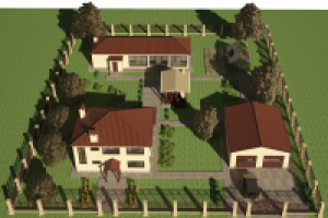 Участок с постройками