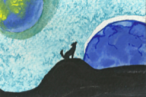 Волк. Акварель