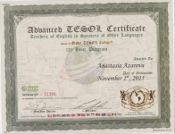 Сертификат Toronto Global Tesol College