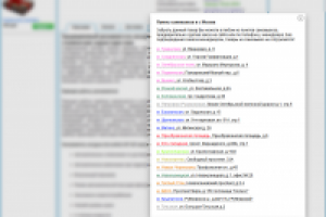 Всплывающее окно с адресами самовывоза