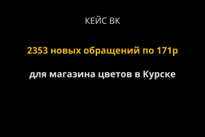 Кейс: ВК. 2353 новых обращения по 171р для магазина цветов