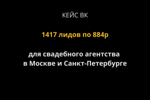 Кейс ВК: 1417 лидов для свадебного агентства в Москве и СПБ