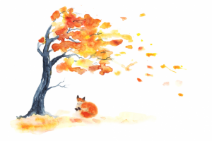 Осенняя лисичка (акварель)