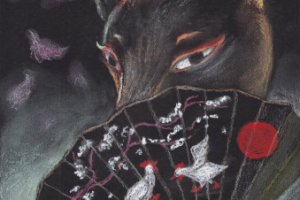 Лиса с веером (пастель)