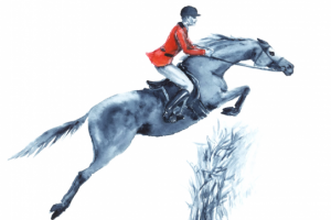 Конная охота (акварель)