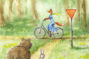 Велисапедистка (акварель)