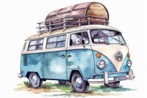 Акварельная иллюстрация фургон