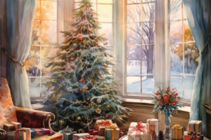 Акварельная иллюстрация новогодняя