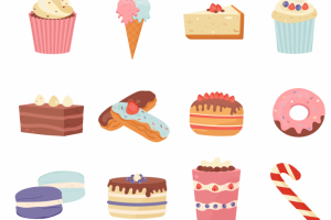 Сет из сладостей в стиле cartoon