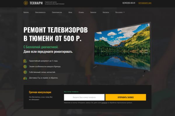 Сайт для компании по ремонту бытовой техники