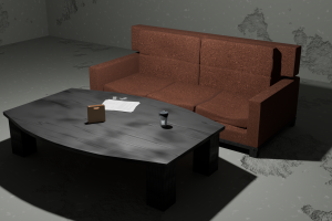 Комната с диваном и журнальным столиком