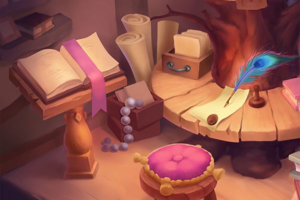 Комната феи. Игровая локация. 2d иллюстрация