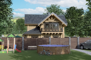 3d рендер загородного коттеджа