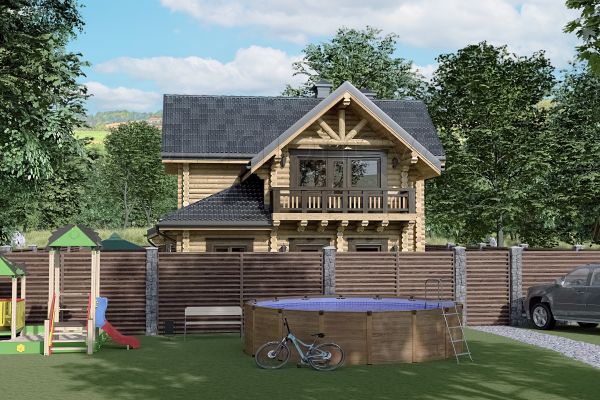 3d рендер загородного коттеджа