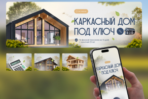 Дизайн группы ВК - каркасный дом