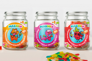 Персонажи и этикетка для жевательного мармелада